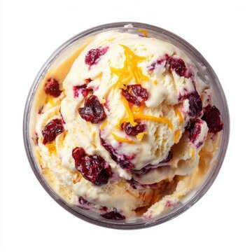 ice cream with cosmopolitan flavor topped isolated on a white background