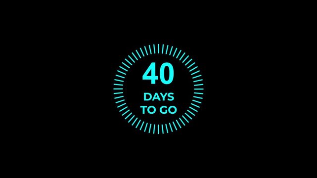 Digital countdown timer with pulsating circle and glowing numbers indicating days remaining for commercial projects