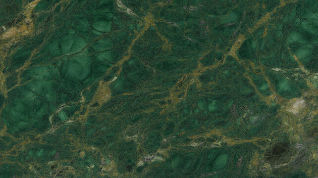 Emerald marble texture displays swirling patterns and golden veining throughout swirls