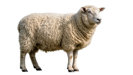 Fluffy wool sheep standing, isolated on transparent background © Corotaev