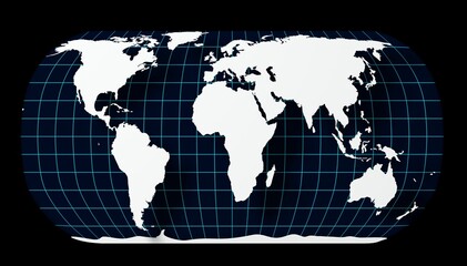 eckert IV world map projection - 3d illustration isolated on transparent background © Fox_Dsign