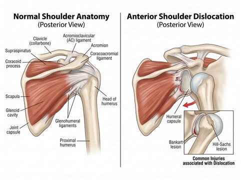 Shoulder Anatomy And Anterior Dislocation Comparison