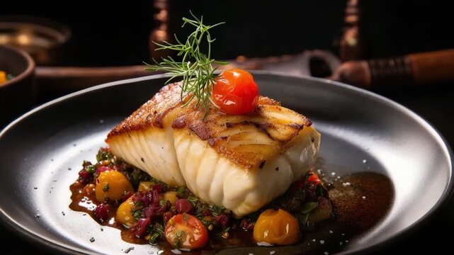 Delicious fillets of pollock or coalfish cooked in spicy marinade and served with baked salad to dinner. Exquisite pan roasted fish with a tantalizing blend of flavors and a perfectly crispy exterior.