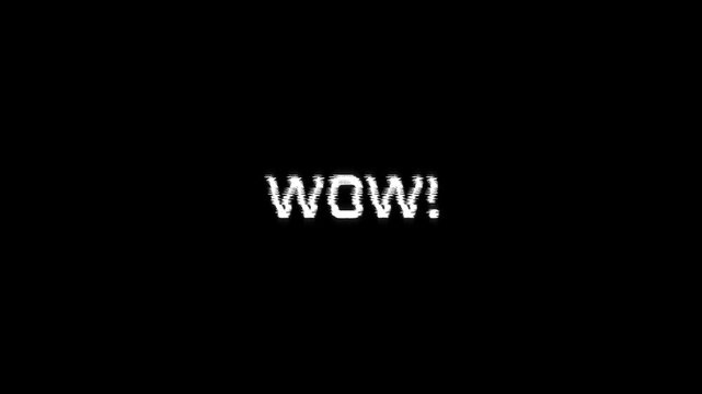 vintage arcade game screen wow glitch text title animation 80s 90s retro 8 bit pixel in background. wow glitch gaming effect