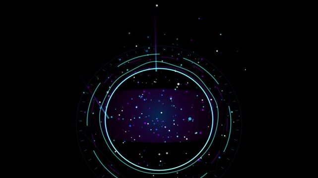 Abstract background with glowing blue circles and floating particles in dark space for tech and digital design projects 4k Motion Video