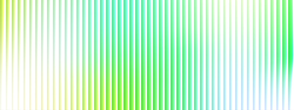 Abstract ribbed glass texture with bright green gradient. Futuristic vertical stripe background.