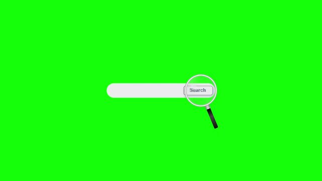 Magnifying Glass Moving Across Search Bar on Green Screen