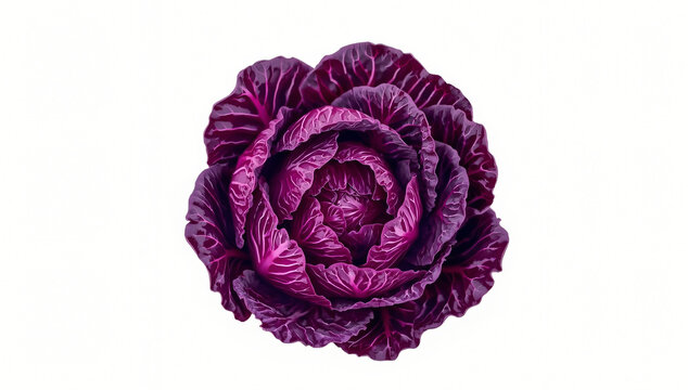 Fresh whole red cabbage isolated on white background for healthy food and cooking concepts