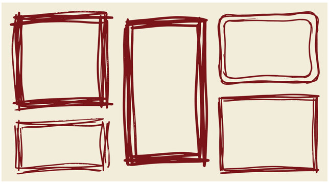 Collection of hand-drawn doodle frames and borders in various shapes for design projects with rectangles illustration collection elements container boundary photo frame picture frame