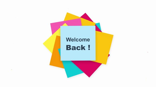Colorful Sticky Notes Reveal Welcome Message Animation on Clean Backdrop