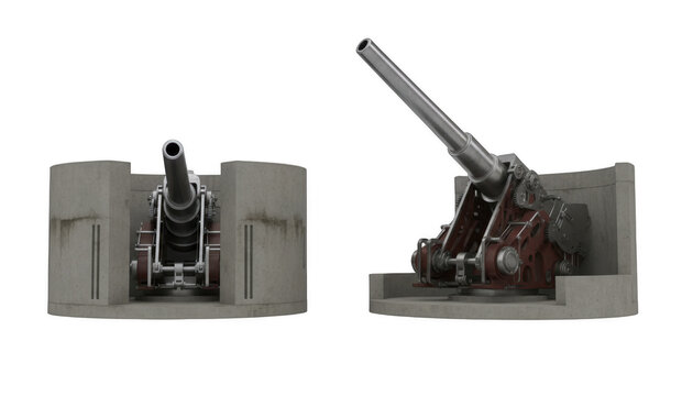 Two Views of a Coastal Defense Artillery Gun Battery