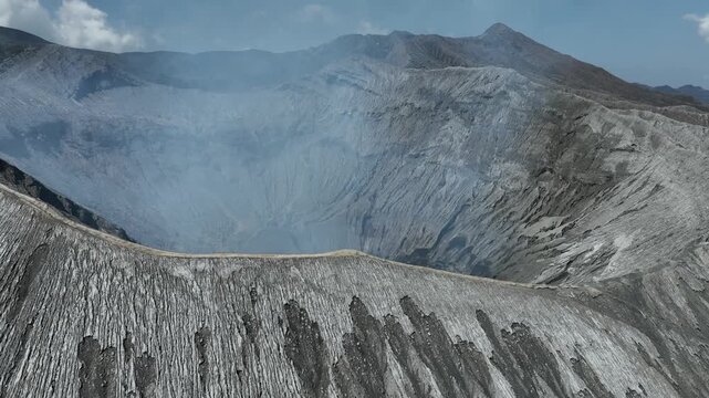 Aerial view of Bromo volcano crater on Java Island, Indonesia