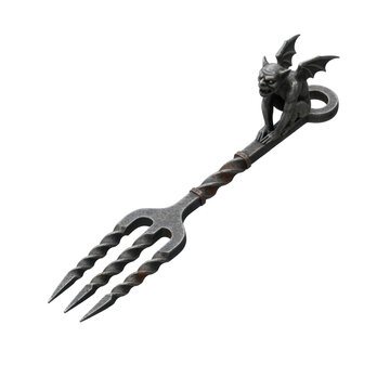 Gothic Style Metal Trident Fork with Gargoyle Handle