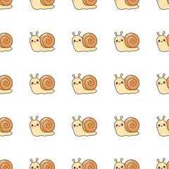 Cute cartoon brown snail grid seamless pattern background, happy slow animal repeating tile art  © เหนือ เมฆ
