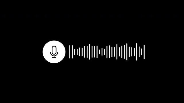 Minimal audio waveform player overlay with play control and sound wave visualization, ideal for voice recordings, podcasts, music, audio messages, media players and digital interfaces