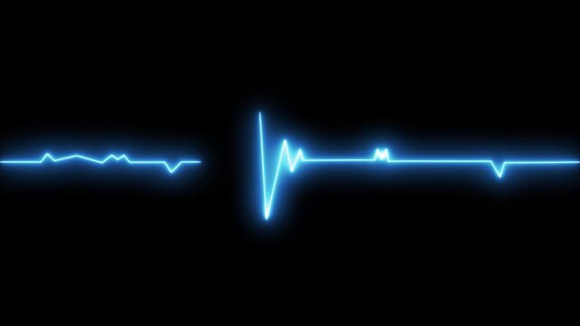 Glowing neon ecg heartbeat waveform on grid background animation