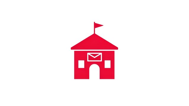 Red post office vector icon with flag