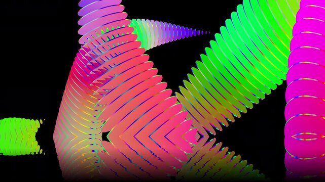 Abstract Creatures Simulated by Layered Disc Abstract Shape, Drifting and Gliding Across the Water