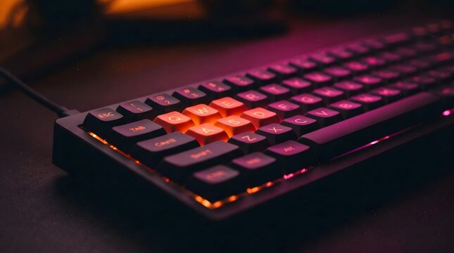 Backlit mechanical gaming keyboard with RGB lighting for gamers