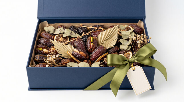 Gou met Gift Box Filled With Stuffed Dates A d Deco ative D ied Bota