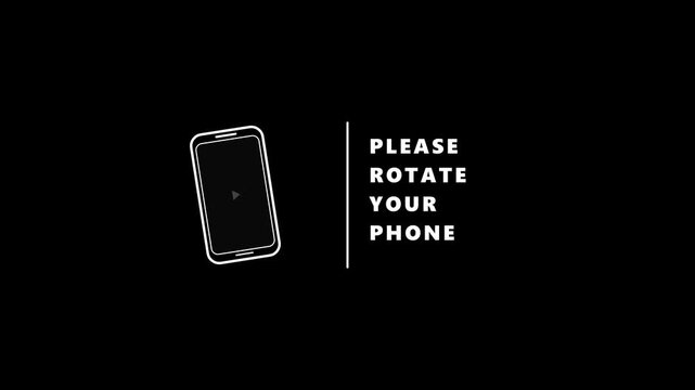 Please Rotate Your Phone Video Player Icon Animation for Fullscreen Mobile Gaming Prompt on Black Backdrop