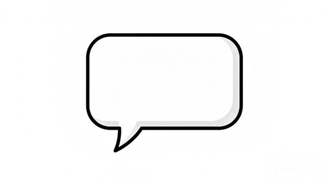An empty speech bubble icon gently pulses on a white background, ready for text.