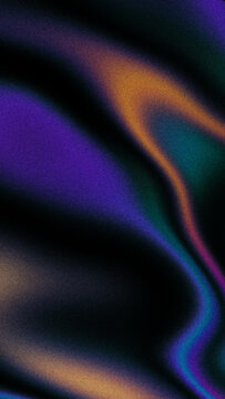 Abstract dark purple and orange liquid gradient with heavy film grain and organic wavy shapes. Suits a vintage podcast cover and analog branding with copy space on a moody black background.