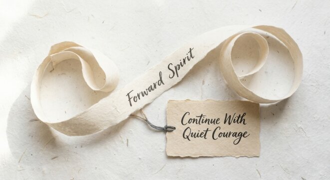 Inspirational Message on Ribbon and Tag: Forward Spirit, Continue With Quiet Courage