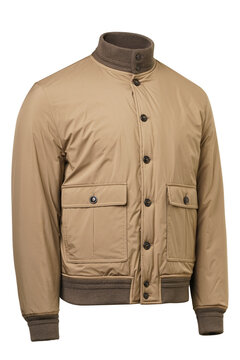Men&rsquo;s Beige Bomber Jacket with Utility Pockets