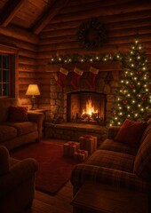 Obraz premium Cozy holiday cabin warmth