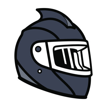 Full Face Motorcycle Helmet Icon Isolated on White Background for Biker Safety Gear
