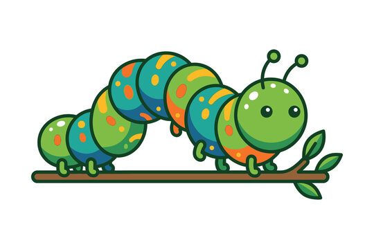 Colorful Caterpillar Cartoon Vector Illustration