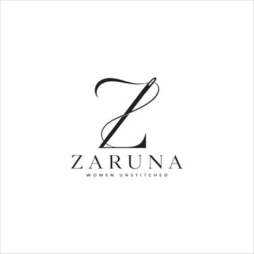 Elegant Z Letter and Sewing Needle Logo for Women Unstitched Fashion Brand