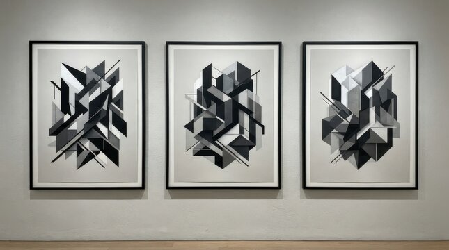 Abstract Geometric 3D Art Gallery Frame Wall Concept Mockup