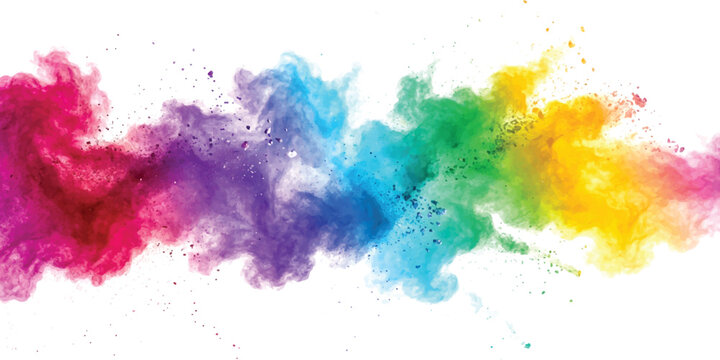 Vibrant rainbow color paint splash explosion texture with bright ink clouds