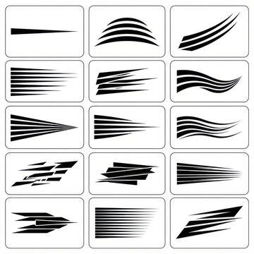 Set of Black Brush Stroke Texture Vectors