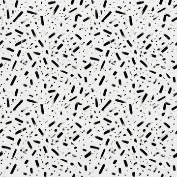 Black and White Terrazzo Confetti Seamless Pattern