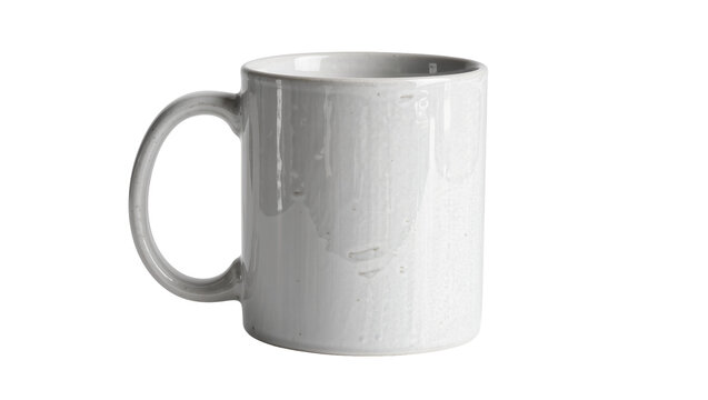 Textured ceramic mug with handle, isolated on transparent background