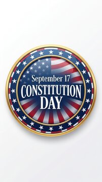 Constitution day september 17 circular badge with american flag pattern and stars