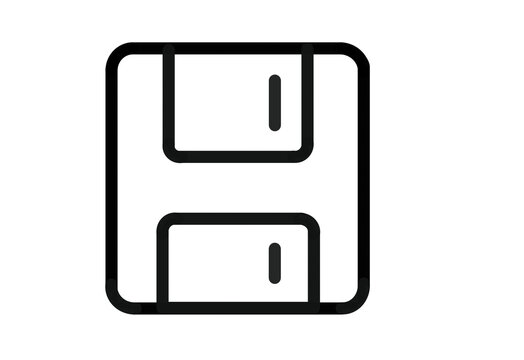 Black outline floppy disk with shutter save icon transparent background
