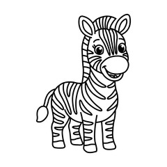 Fototapeta premium Zebra Coloring Page, Black and White Wild Animal Illustration