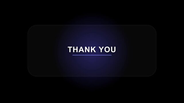 Glowing thank you text buttons set on black background