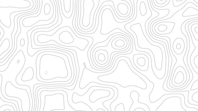 Topography map animated background. Abstract white topographic contour lines background animation. Topographic map patterns, topography line map. World map template.
