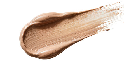 Creamy beige foundation swatch with tiny particles, isolated on transparent background