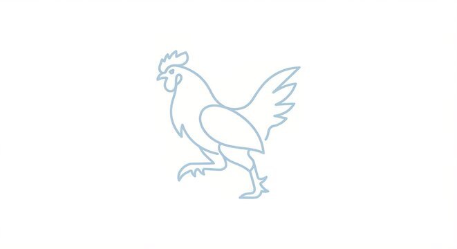 Minimalist Line Art Rooster Logo Vector Illustration on a White Background