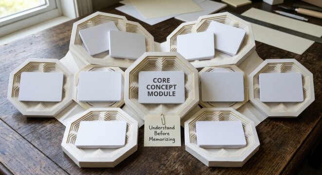 Blank Core Concept Module Cards Displayed for Learning and Understanding