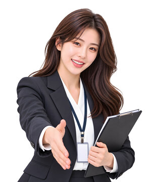 지원자와 악수하는 여성 인사담당자 채용 담당자Generating AI