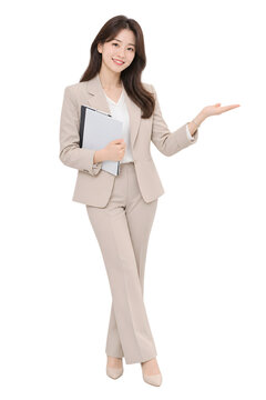 환영 인사를 하는 여성 인사담당자 HR 직장인Generating AI