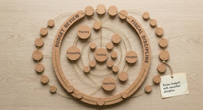 Circular Financial Planning Process Diagram with Budget Review and Fiscal Discipline