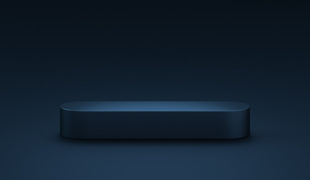 Dark blue 3D podium stand and pedestal platform display stage background